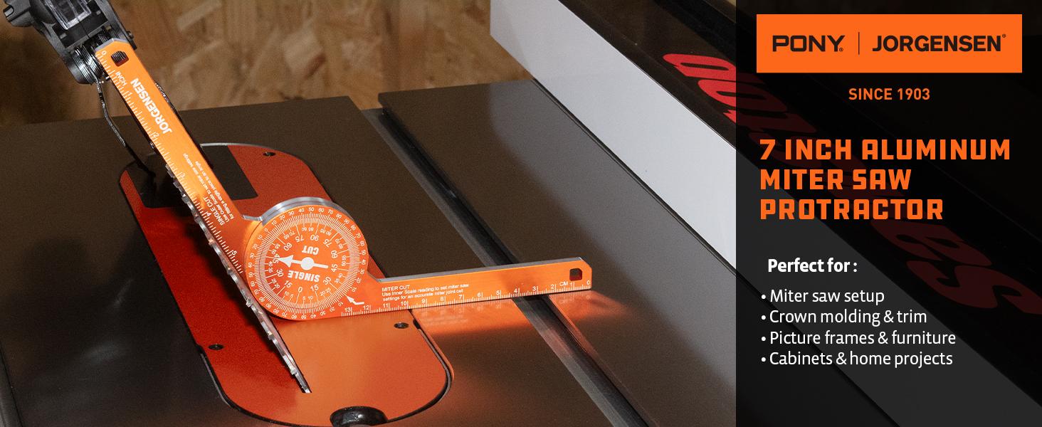 #fathersdaygift Jorgensen Miter Saw Protractor 7 Inch Aluminum Protractor Angle Finder with Precision Laser-Etched Scales for Accurate Miter Cuts, Carpenters & Contractors