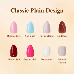 BTArtbox Press On Nails - Pastel Short Press On Nails with Glue for Women, Square or Almond Opaque Soft Gel Glue On Nails in 16 Sizes - 32 Stick On Nails Kit