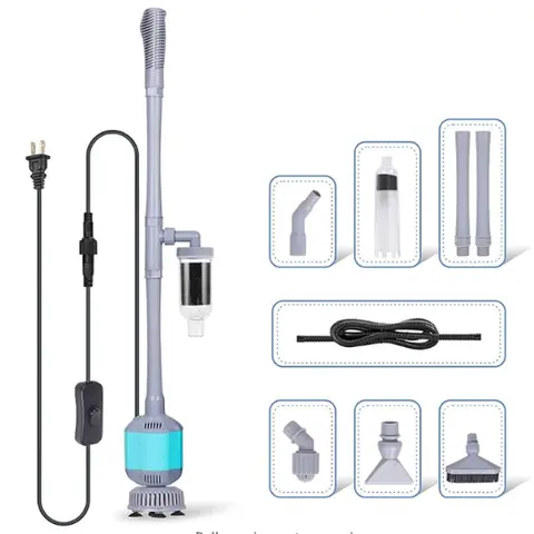 hygger 5 In 1 Fish Tank Gravel Cleaner Kit - 360GPH Water Swap, 110V 60HZ, 40.5in Reach, Adjustable Tube Vacuum, Sand Washer, Filter Siphon, Wash Sponge, Left-Handed Pet Supplies (No Fine Sand - Clog Risk, Efficient Cleanup, Filter w/o Water)