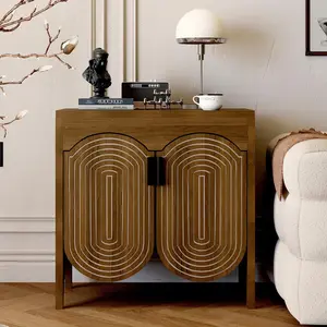 Giratree Fluted Sideboard Cabinet with Storage, Buffet Storage Cabinet with Arc Doors and Adjustable Shelf, Accent Cabinet Coffee Bar Credenza for Living Room Dining Room Hallway