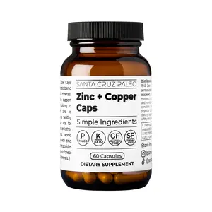 HOT-Santa Cruz Paleo, Zinc & Copper Mineral Supplement, High Absorption Formula, Zinc Supplement for Skin & Hair, L Methionine, Copper Gluconate, Trace Minerals, Gluten Free, Keto, Paleo, 60 Capsules