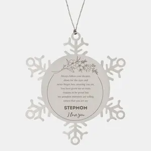 Snowflake Ornament for Stepmom Present, Stepmom Always follow your dreams, never forget how amazing you are, Stepmom Christmas Gifts Decorations for Girls Boys Teen Men Women