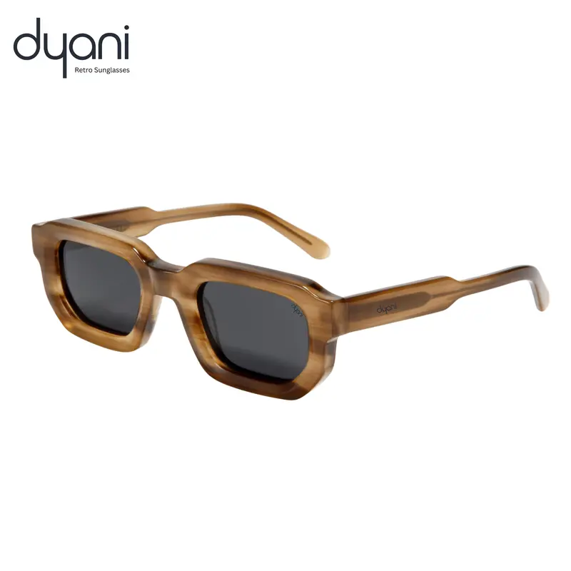 Dyoni The Royce Retro Sunglasses - Chunky Square Frame with Sculpted Edges & Tinted Lenses for Unisex Comfort