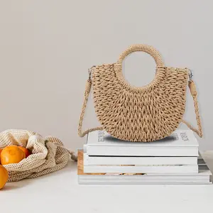 Womens Woven Beach Bag Purse for Summer - Crossbody Shoulder Bag with Top Handle, Ideal for Summer Use