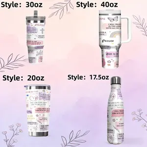 1pc 17.5oz/20oz/30oz multi-sized cup type Bible scripture stainless steel insulated cup, Insulated tumbler, healing watercolor print, Christian belief cup, gift for believers, suitable for home, office and outdoor camping use