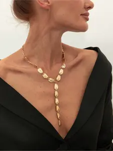 Vintage Boho Elegant Irregular Baroque Y-shaped Collar Chain. Cool Style Oval Teardrop Pendant Necklace for Women Beach Vacation  Daily Vacation The best choice for wearing at a dinner party Jewel Necklace