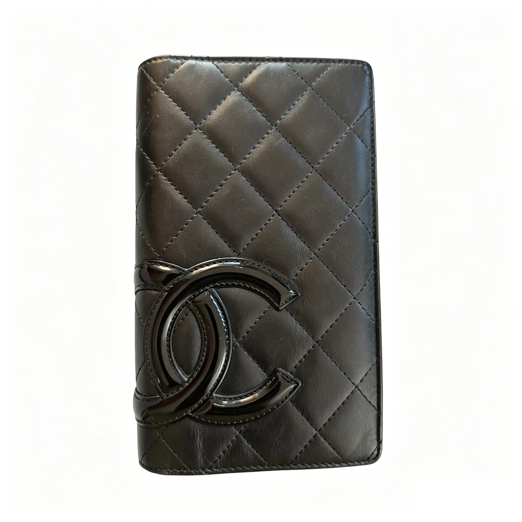Pre-owned CHANEL calfskin Small leather goods Cambon black/pink Wallet Z 1976