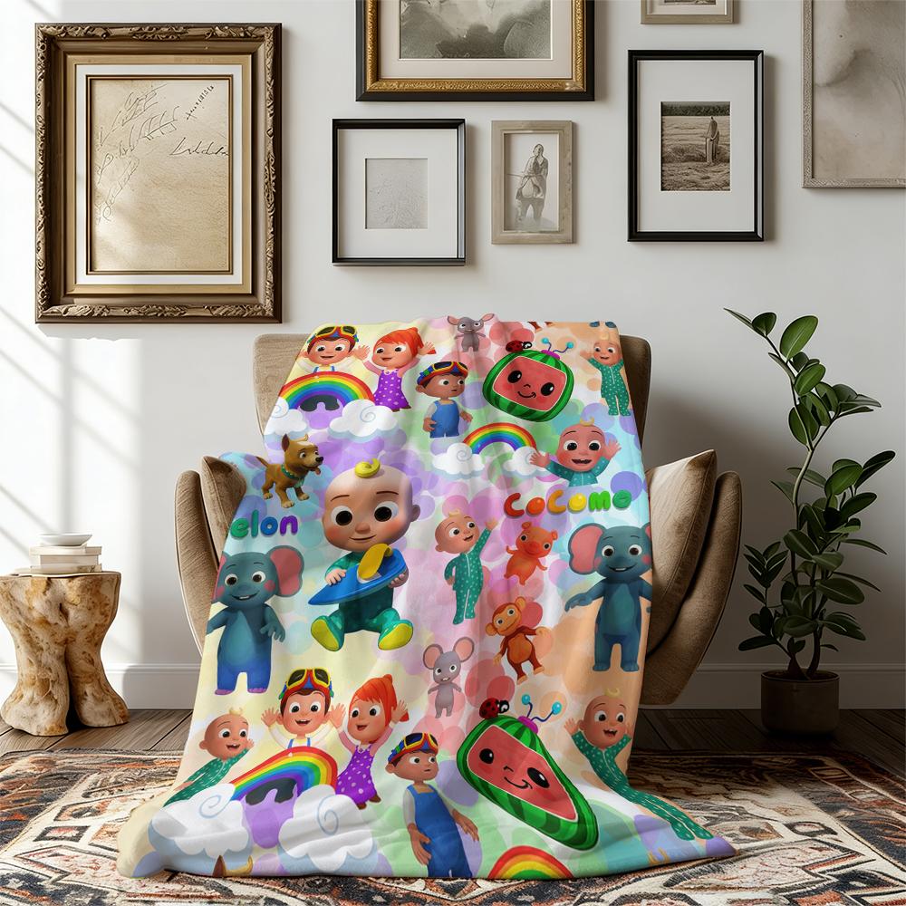 Cocomelon Rainbow Cartoon Kids Flannel Blanket, Soft Warm Cozy Throw For Bed Sofa Nap Travel, Cute Home Decor, Holiday GiftGift For Men & Women, Gift For Kids, Birthday Gift,Christmas,Halloween Blanket