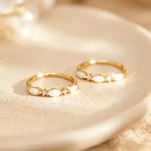 1 Minimalist Shiny Opal Marquise Ring Zirconia Stacking Dainty Opal Golden Rings Fairycore Dream Jewelry Ring Exquisite Golden Everyday Jewelry Promise Ring Gift To Her October Birthstone Ring Ladies Everyday Casual Jewelry promisering