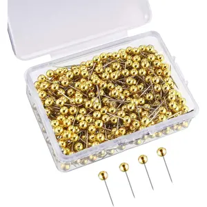 500 Pack Map Push Pins Map Tacks Small Size (Golden, 1/8 Inch)