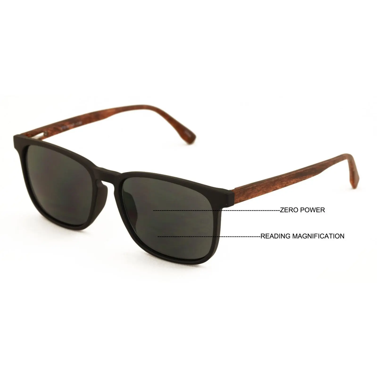 Large Men Wood Printed Temple Progressive Bifocal Reading SunGlasses No Line 148