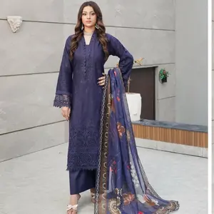 Pakistani Cotton munirA brand Shalwar Suit Set Kurta, Plazu, Dupatta & Dupatta for Women - Women's Fashion Clothing - Womenswear Dress Comfortable