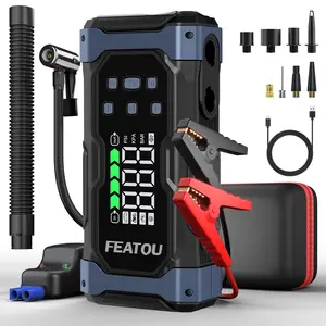 FEATOU 9000A 7-in-1 Portable Car Battery Jump Starter, Cordless Air Inflator-Deflator Compressor, 12.0L Diesel/All Gas Compatibility, Large LCD Screen Power Pack, Father's Day Gift