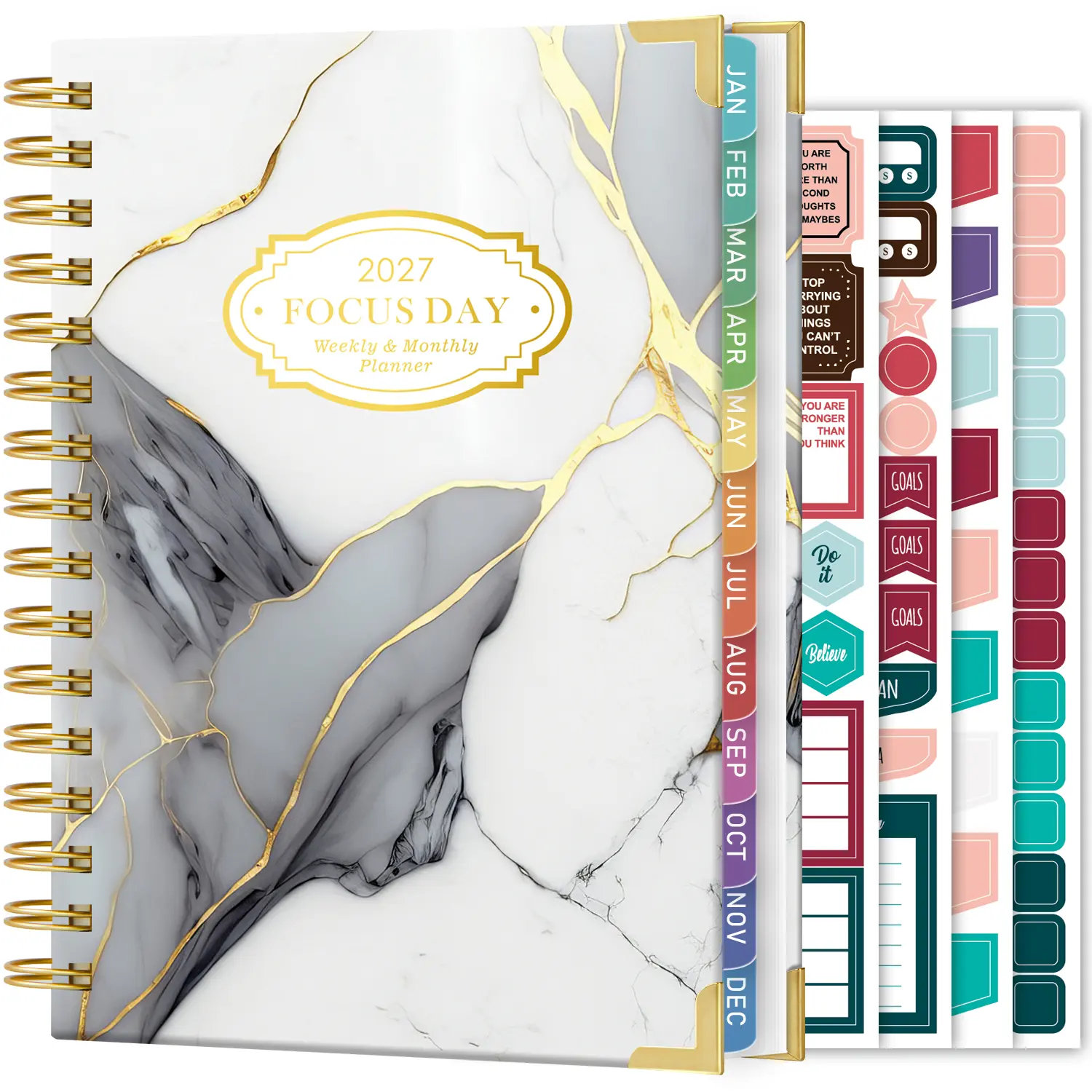 2027 Planner, Weekly and Monthly Calendar (January 2027 - December 2027), with Ruler | Monthly Tabs | 4 Stickers | Inner Pocket | Spiral Bound, 6.5" X 8.4", Appointment Book for Productivity & Goal