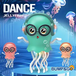 Dancing Jellyfish Twist Toy, Obstacle-Avoidance Interactive Music Stress Relief Unisex Kids' Toy, PVC-Free Musical Gift (Requires 2 AA Batteries)