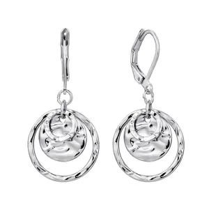 14K Gold Disc Leverback Earrings for Women Gold and Silver Circle Drop Dangle Earrings Jewelry Hypoallergenic Hammered Leverback Dangle Earrings for Gifts