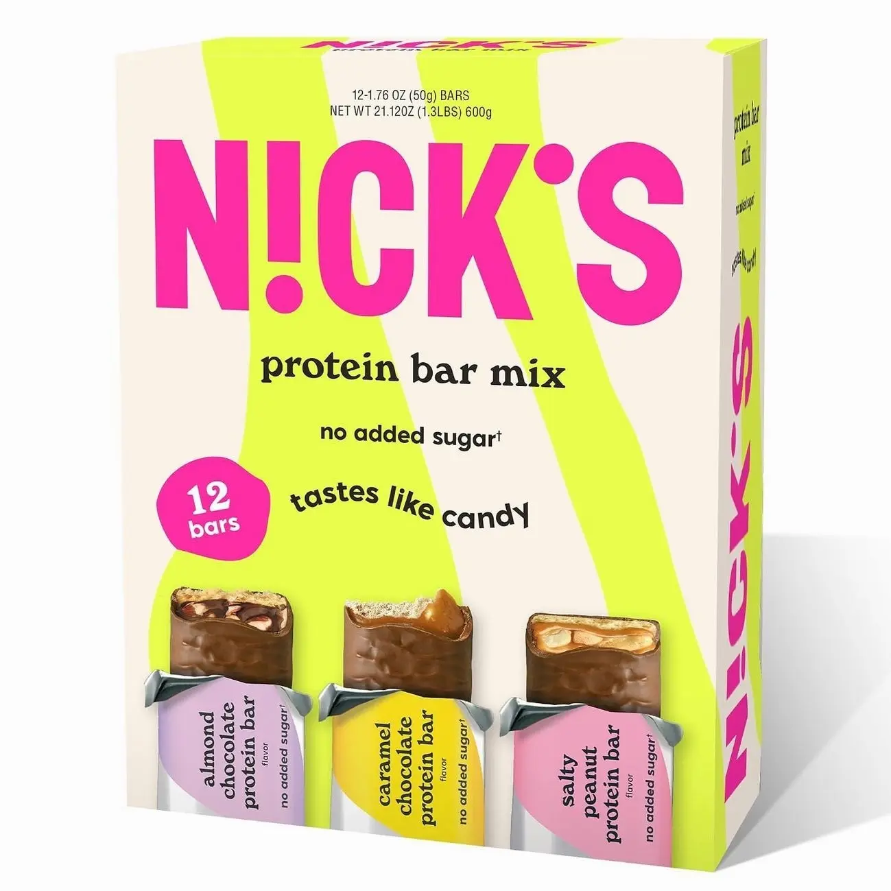 Nick’s Peanut Butter Protein Bars – 12-Count Box | High Protein, Low Calories, Low Carbs, Keto Friendly, No Added Sugar