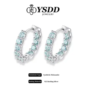 【#471 Today's Special】2.2CT Aurora Green Moissanite Huggie Synthetic Moissanite Jewelry in 925 Sterling Silver