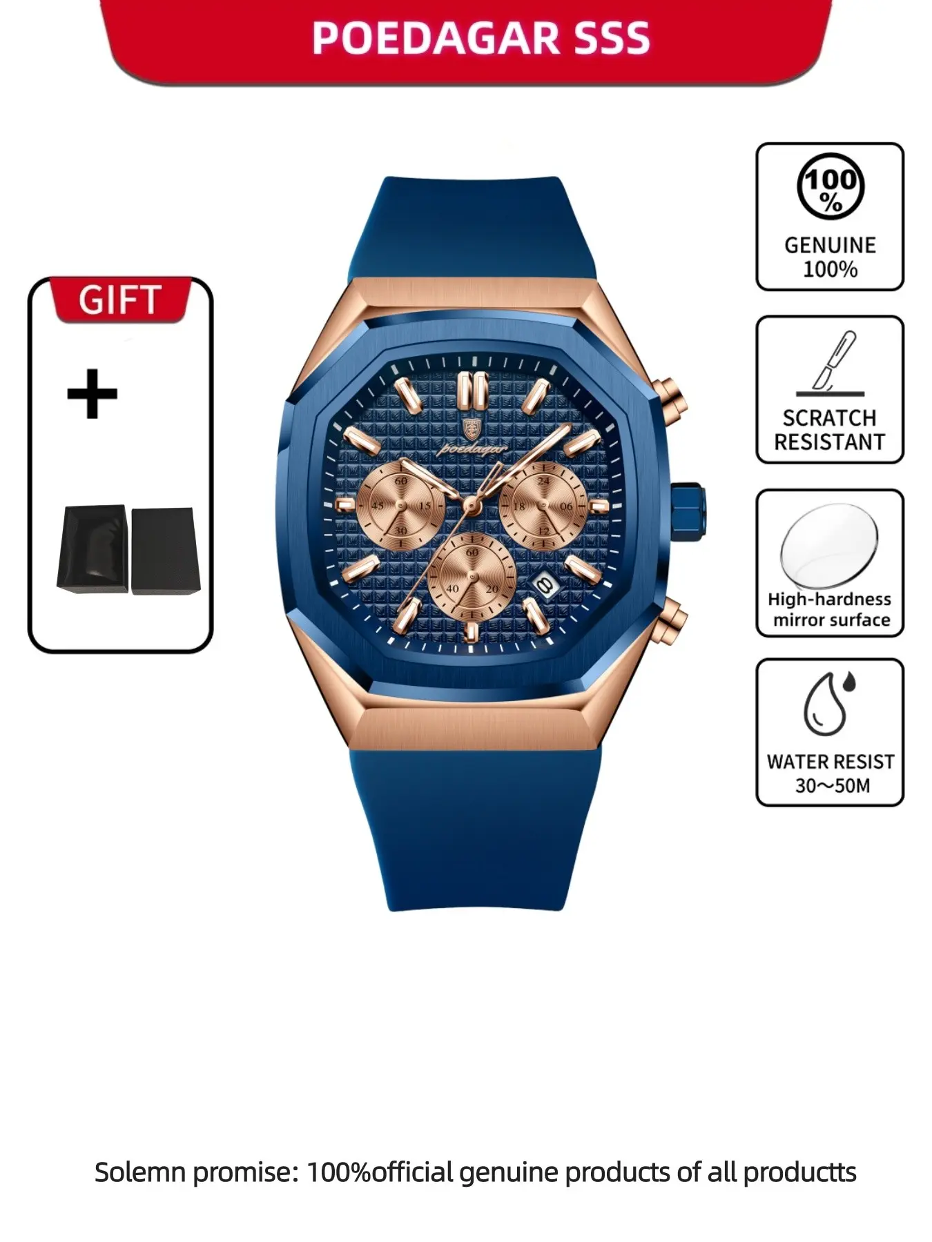 Men's Oval-Dial Analog Quartz Watch with Silicone Strap, Business-Casual Wristwatch with Gift Box, Fashionable Party Watch, Suitable for Daily Wear and Parties