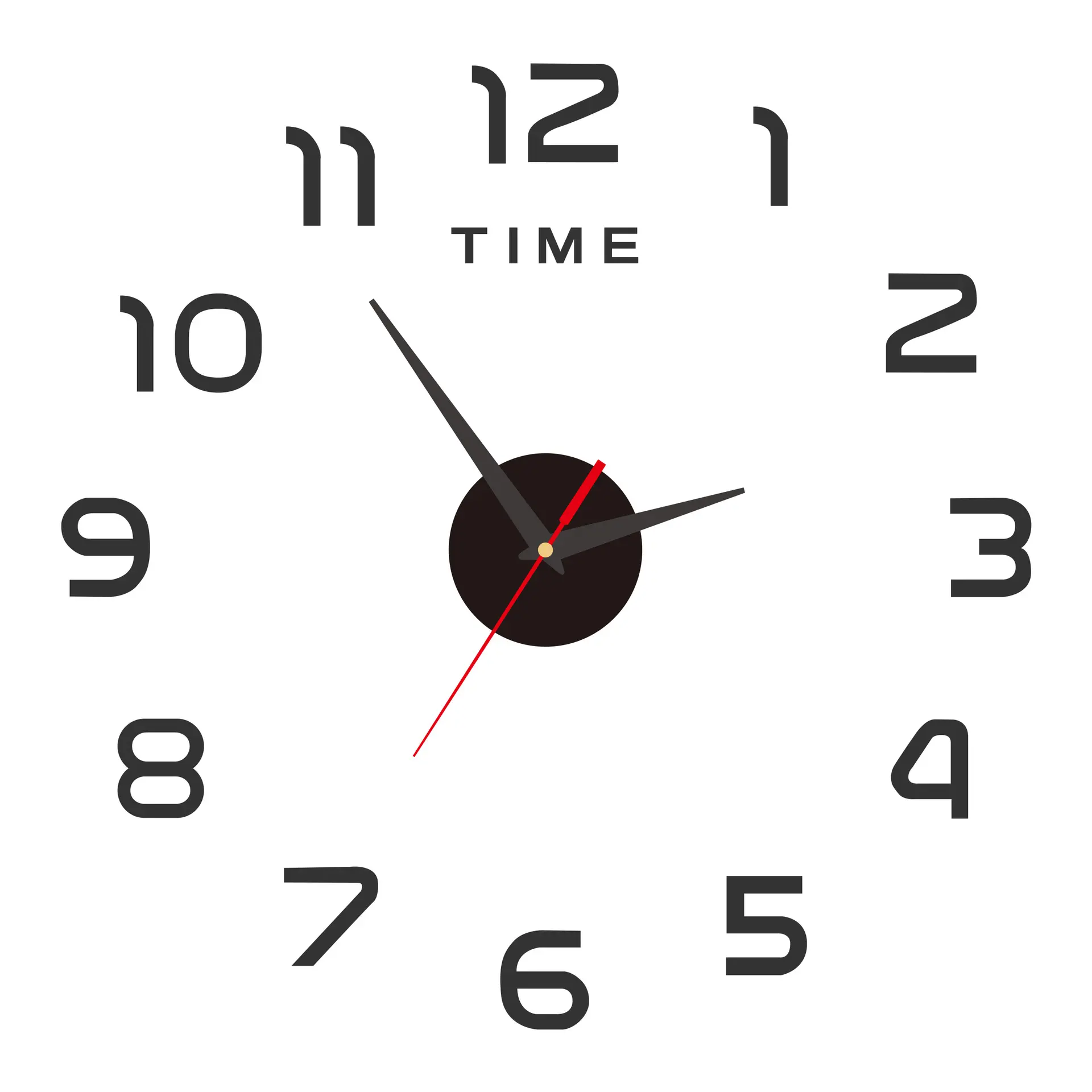 15.7in Frameless Round DIY Adhesive Wall Clock - Acrylic Numbers, Silent Non-Ticking, Modern Minimalist, Home Supplies, House Decor (Battery Not Included)