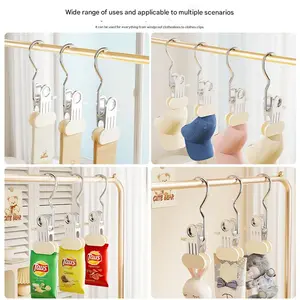 Stainless Steel 22-Pack Hook Clothespins​ – Heavy-Duty Rust-Resistant Clips with Hooks, 360° Swivel Organizer for Hats, Pants, Laundry, Home, Office & Gym