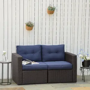 Convertible Outdoor Sectional Sofa – 2 Corner Pieces Form 1 Loveseat or 2 Chairs, 352 LBS Weight Capacity, Handwoven PE Wicker with Thick Padded Cushions for Patio