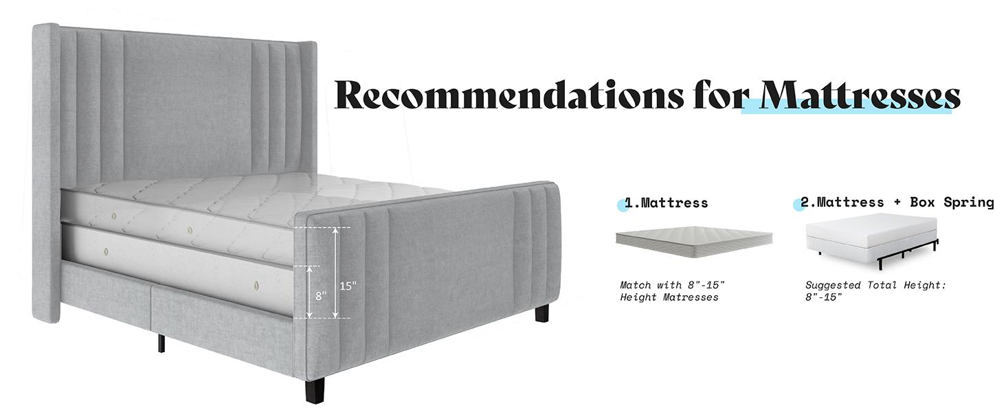 AMERLIFE Upholstered Bed with Vertical Channel Tufted Wingback Headboard & Footboard, Premium Velvet,No Box Spring Needed/Cool Furniture Bedroom/Queen/King Size/Best Gift Ideas/Christmas Gifts