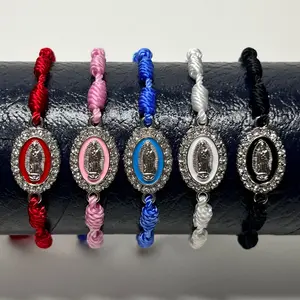 Virgin Mary Knotted Bracelet - handmade, rosary knot bracelet, adjustable cord bracelet, ten knot bracelet, religious, Virgin Mary bracelet