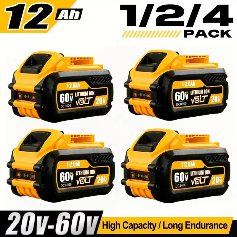 4PACK For Dewalt DCB609 Replacement Battery 20V/60V MAX lithium battery 9Ah DCB609 DCB606 handware LONG FIT