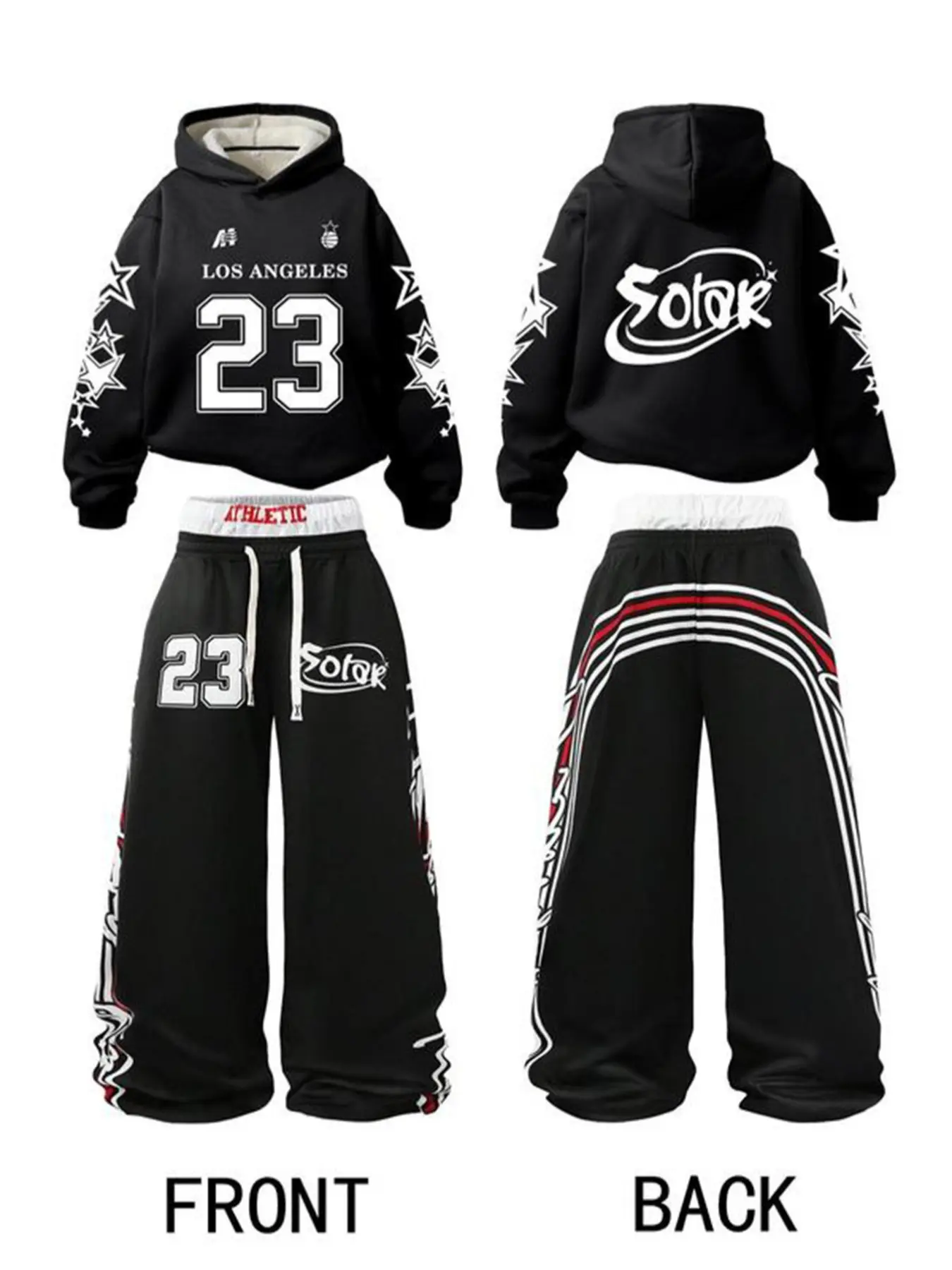 Men Women Fleece Hoodie Sweatshirt Sweatpants Matching Set, Letter Print Starry Design, Casual Fall Winter, Streetwear Daily Wear