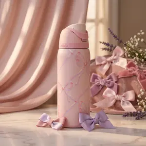 Owala FreeSip 32oz Pink Bow Bottle – Cute Aesthetic Water Bottle, Leak-Proof, Double Wall Insulated, Gift for Her