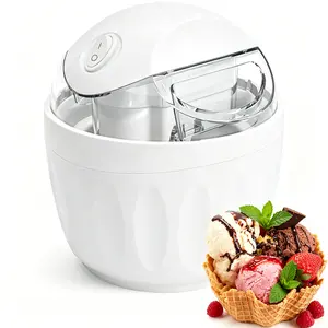 Electric Ice Cream Maker, 1-Touch Mini Kitchen Appliance with Freezer Bowl, for Healthy Homemade Frozen Yogurt, Sorbet, Gelato, Ideal for Summer Desserts for Kids, White