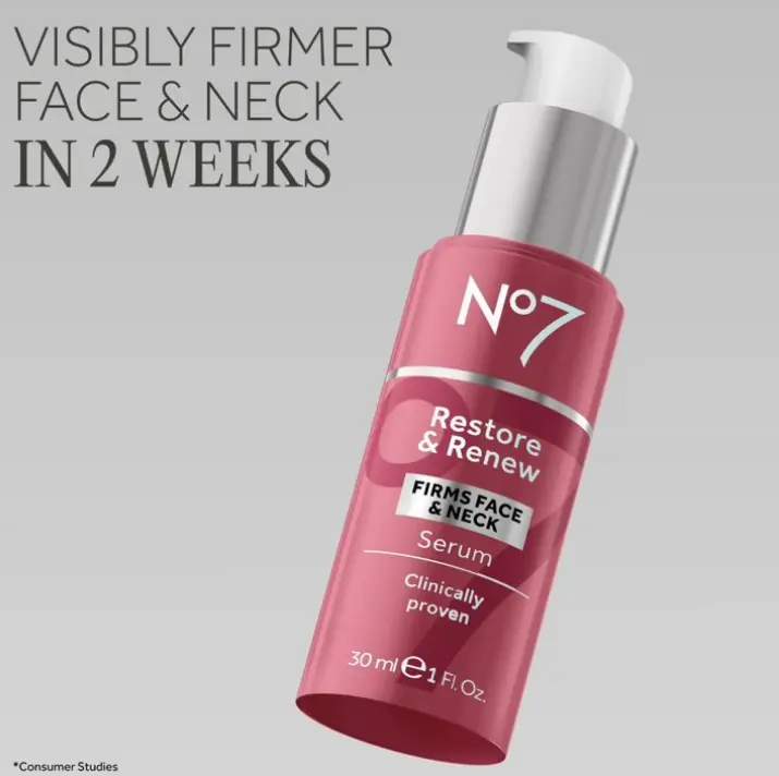 No7 Restore & Renew Multi-Action Face & Neck Serum - Anti Aging Serum for Deep Wrinkle Repair 1oz