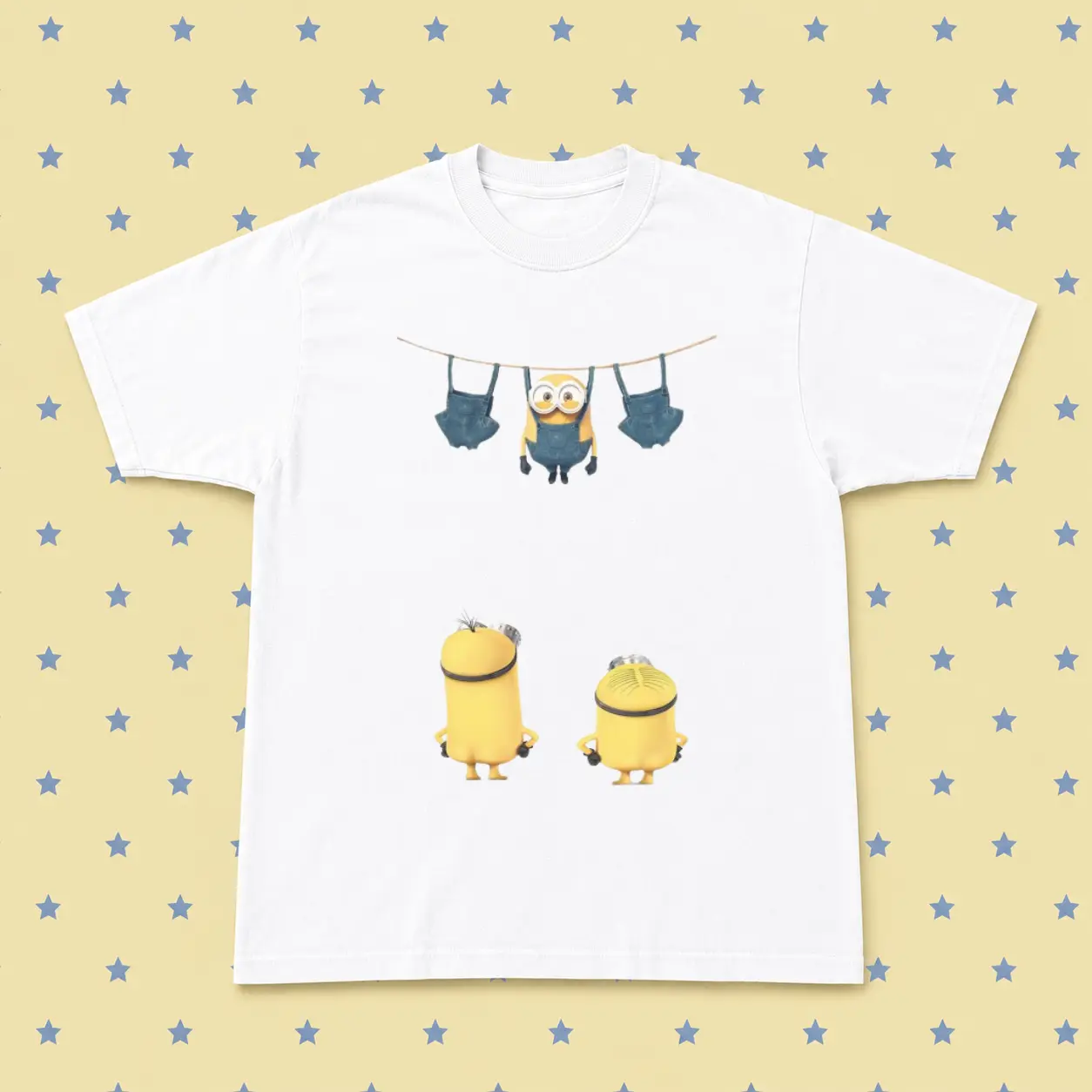 Minions Clothesline Graphic Tee – Funny Cartoon Design (Unisex T-shirt & Baby Tee)