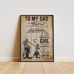 Motocross Dad Wall Art Poster, Motorcycle Father and Child Decor, Gift for Biker Dad from Son or Daughter, Racing Theme Birthday Print, Family Garage Decoration