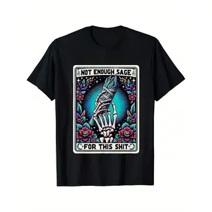 Made In USA Classic Fit Men's Tarot Not Enough Sage for This Shit Print  Vintage T-Shirt, Funny Pattern Retro Chill Breathable Cotton Fabric