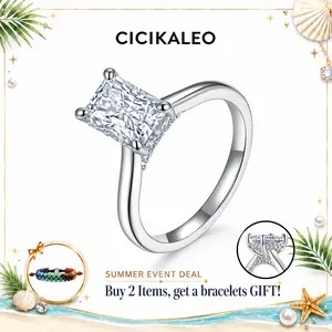 CICIKALEO 2CT Radiant Cut Moissanite Hidden Halo Ring for Women High Setting D VVS1 18K Gold Plated Lab-Created Hypoallergenic Wedding Engagement Anniversary Gift Fine Formerly CICI GEMS #Summervibes