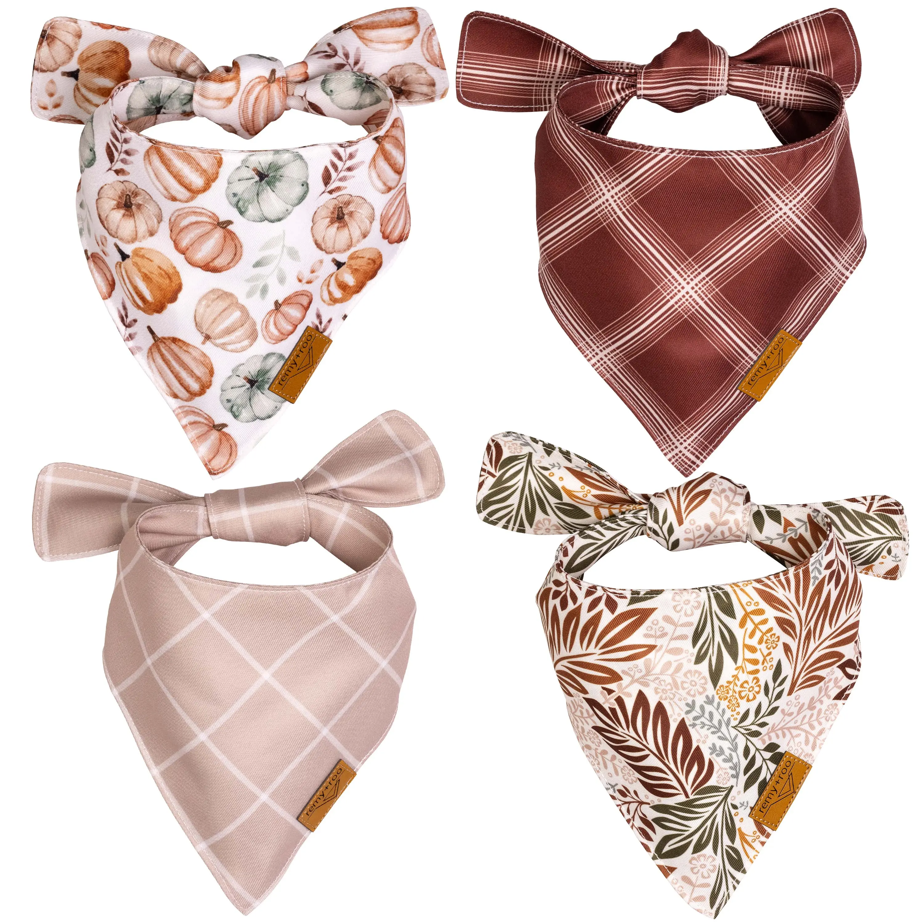 Remy+Roo Christmas Dog Bandanas with Tassels Edges, Plaid Scarf Bib for Medium Large Dogs, Adjustable Sizing pet christmas
