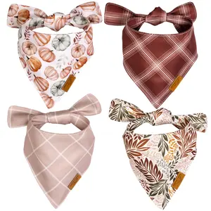 Pack of 4  Christmas Dog Bandanas Ajustable sizes, Easy to wash Amber