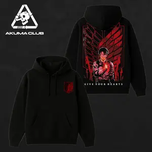Attack on titan - Levi Ackerman Vintage Heavy Cotton Oversized Anime Manga T-Shirt & Hoodie, Double Printed Retro Unisex Streetwear Graphic Top, Akatsuki Rinnegan Edition