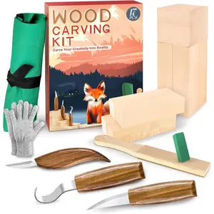 Wood Carving Kit Whittling Kit for Beginners 17PCS Wood Carving Tools with 3PCS Whittling Knife 9PCS Basswood Blocks Gloves Strop Block Polishing Compound Wood Carving Set Hobbies for Adults