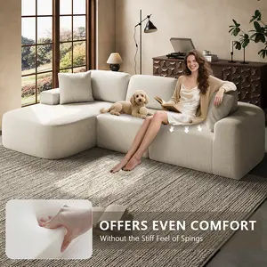 [Summervibes] Boneless Sectional Couch 107'' Modular L-Shaped Boneless Couch Modern Woven Textured Sectional Couch with Chaise Convertible Design No Assembly Required Perfect for Living Room Spring Home Decor Family Gift