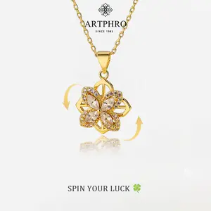 ARTPHRO Elegant Rotatable Four-leaf Clover Lucky Necklace for Women, Not Easy to Fade, Can be Used as a Gift, Suitable for Daily Wear