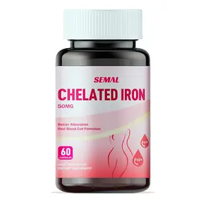 Chelated Iron 50mg - High Iron, Non-GMO, Gluten-Free, Easy to Swallow, 60 Tablets Optimum Edible Dietary Fitness Healthcare Supplement Blood Pressure Control GMO-Free