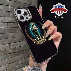 Phone case for iPhone 16 E Pro Max 15 Plus 14 13 12 11 XR XS San Judas Tadeo Matte Military-Grade Drop Protection Silicone Cover