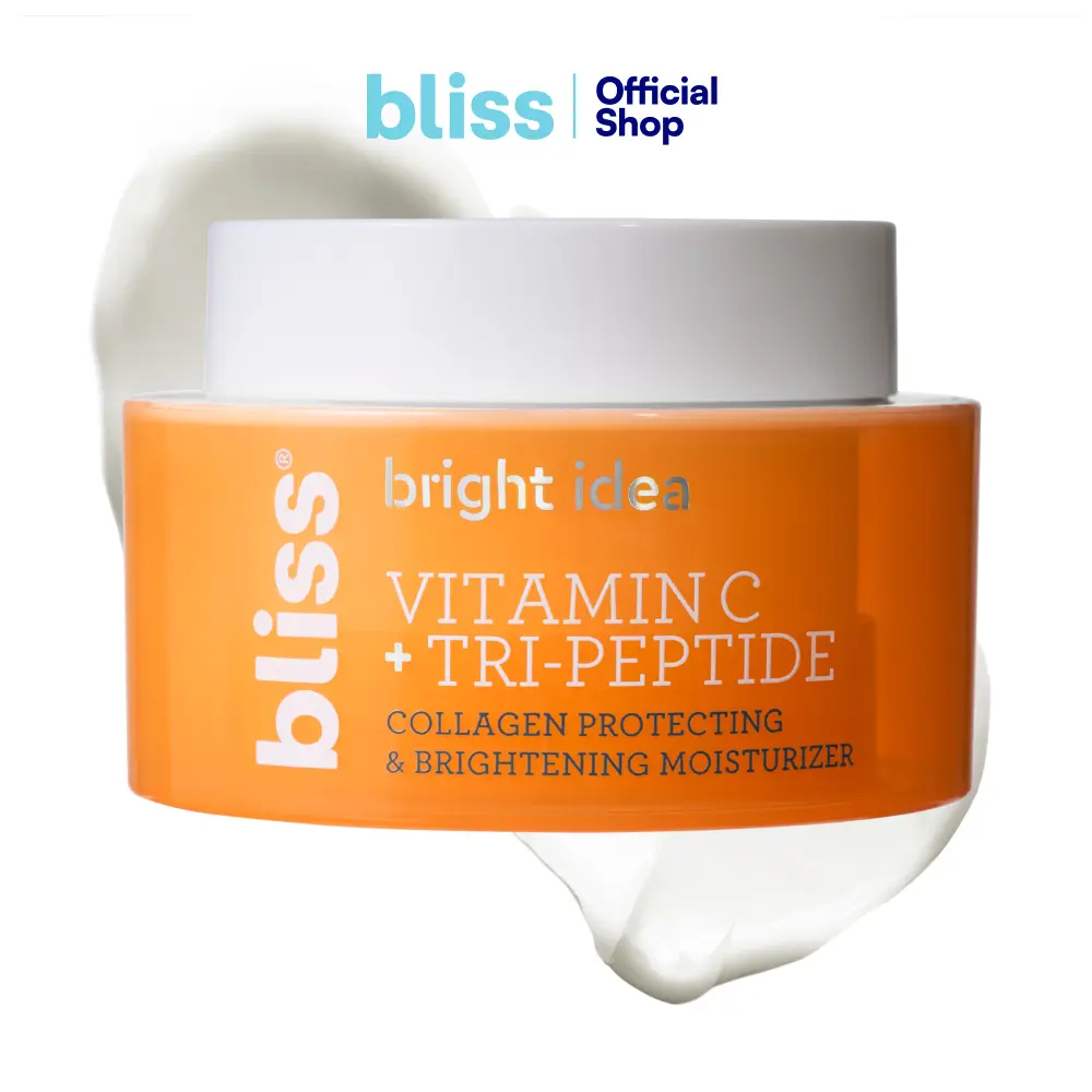 Bliss Vitamin C + Tri-Peptide Brightening Moisturizer | Squalane & Hydration Boosters | Anti-Aging Face Cream for Collagen and Elasticity | Clean Vegan & Cruelty Free 1.7 fl oz