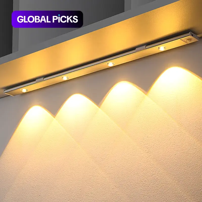 Motion-Activated Wireless LED Night Light, Ultra-Thin USB Rechargeable Cabinet Light for Indoor Use in Kitchen, Wardrobe and Bedroom, Motion Sensor Lamp with Adjustable Brightness, Dimmable Cabinet Lights #GLOBAL PICKS