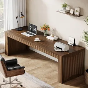 Tribesigns 79-Inch Wooden Double Desk for Home Office, Extra Long Computer Writing Table, Dark Brown