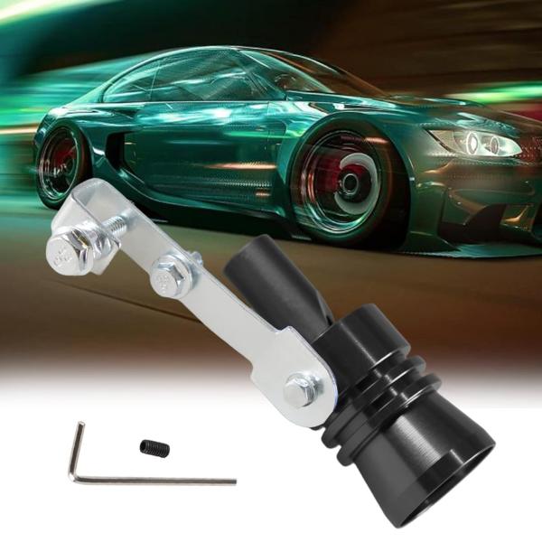 DEWHEL Universal Aluminum Turbo Sound Exhaust Muffler Pipe Whistle Car Blow off valve BOV Tip Simulator Whistler (XL-Black)