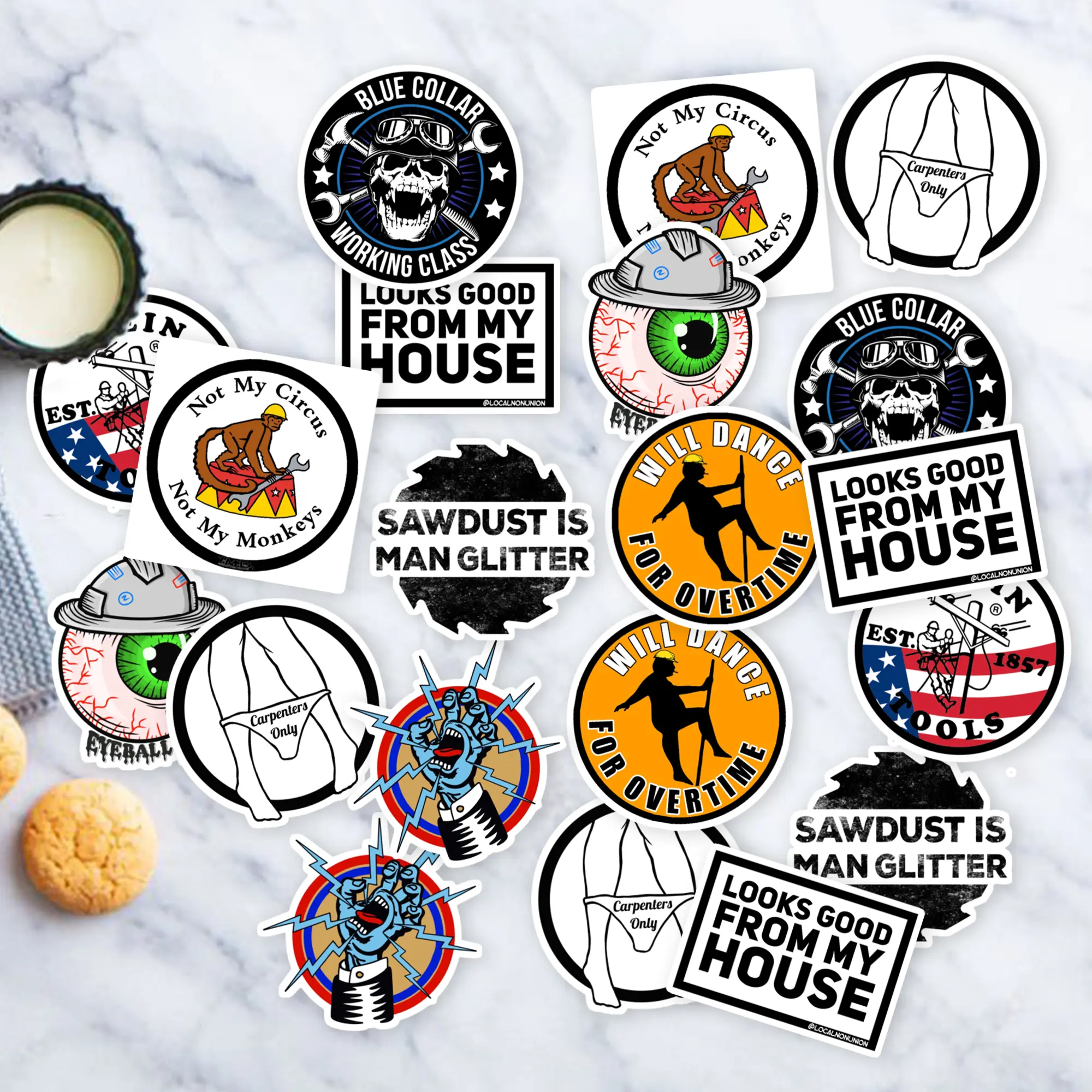Stickers Pack 20 Pcs Carpenter Waterproof Skateboard Bike Bumper Guitar Car Bottle Colorful Laptop Aesthetic Vinyl Water Luggage
